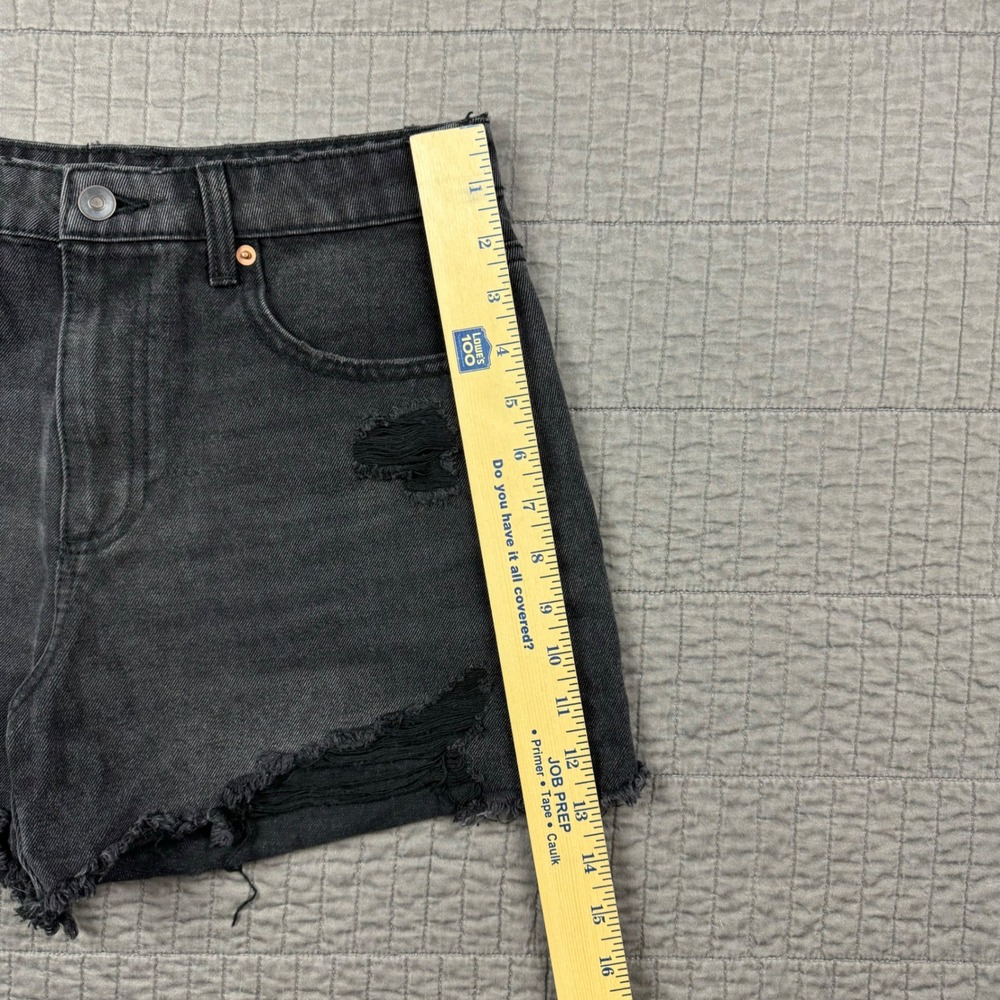 High Rise Denim Jean Shorts Jorts Women 7 Black Distressed 3" Inseam Y2K Style - Picture 9 of 10